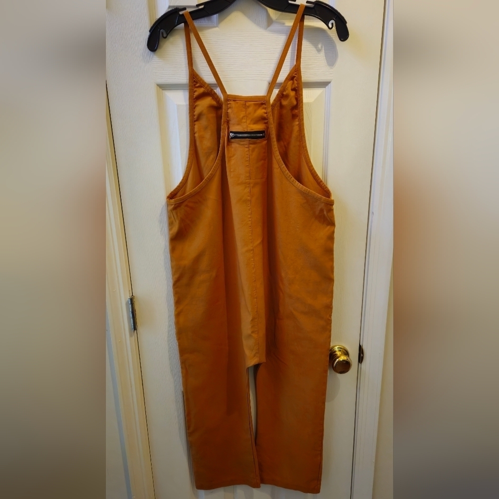 Mustard Gold Harem Jumpsuit w/Spaghetti Strap - Size Large - Picture 3 of 6